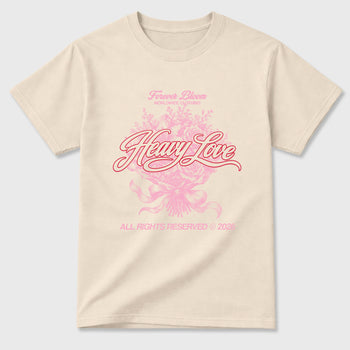 Heavy Love Graphic T-Shirt sneaker match tee designed for the Air Jordan 1 Travis Scott Tropical Pink, featuring coordinated color options for a perfect streetwear match. Natural 2 shirt.