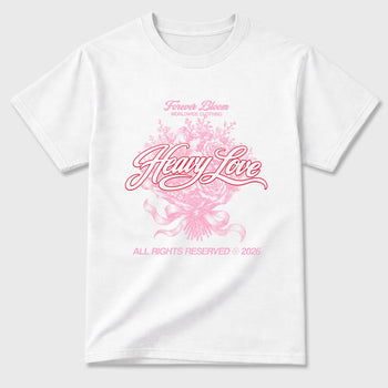 Heavy Love Graphic T-Shirt sneaker match tee designed for the Air Jordan 1 Travis Scott Tropical Pink, featuring coordinated color options for a perfect streetwear match. White 2 shirt.