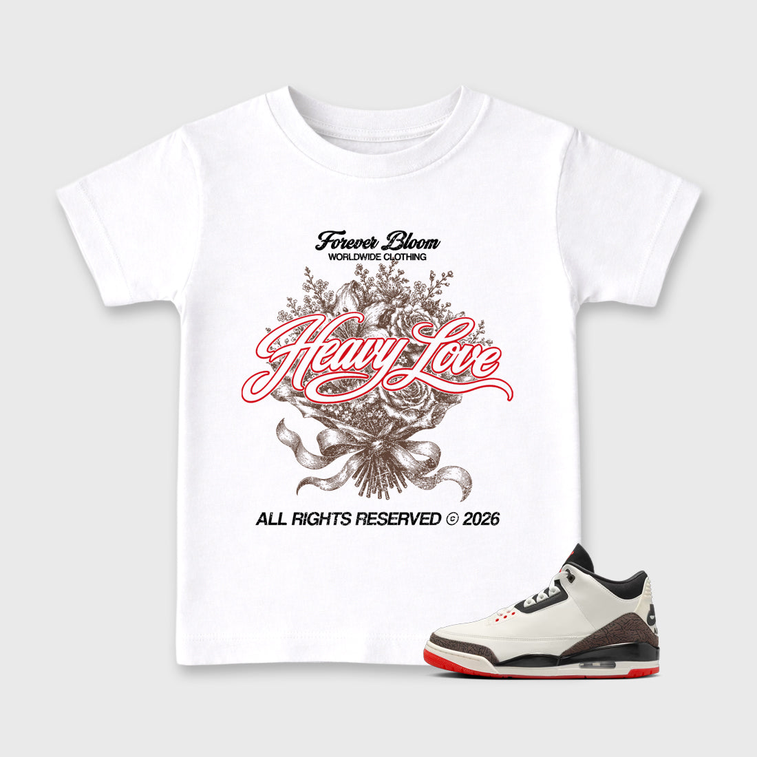 Sneaker match tees – Sneaker Tees To Match Air Jordan 3 World's Best Dad Shoes – Heavy Love Kids T-Shirt White 1