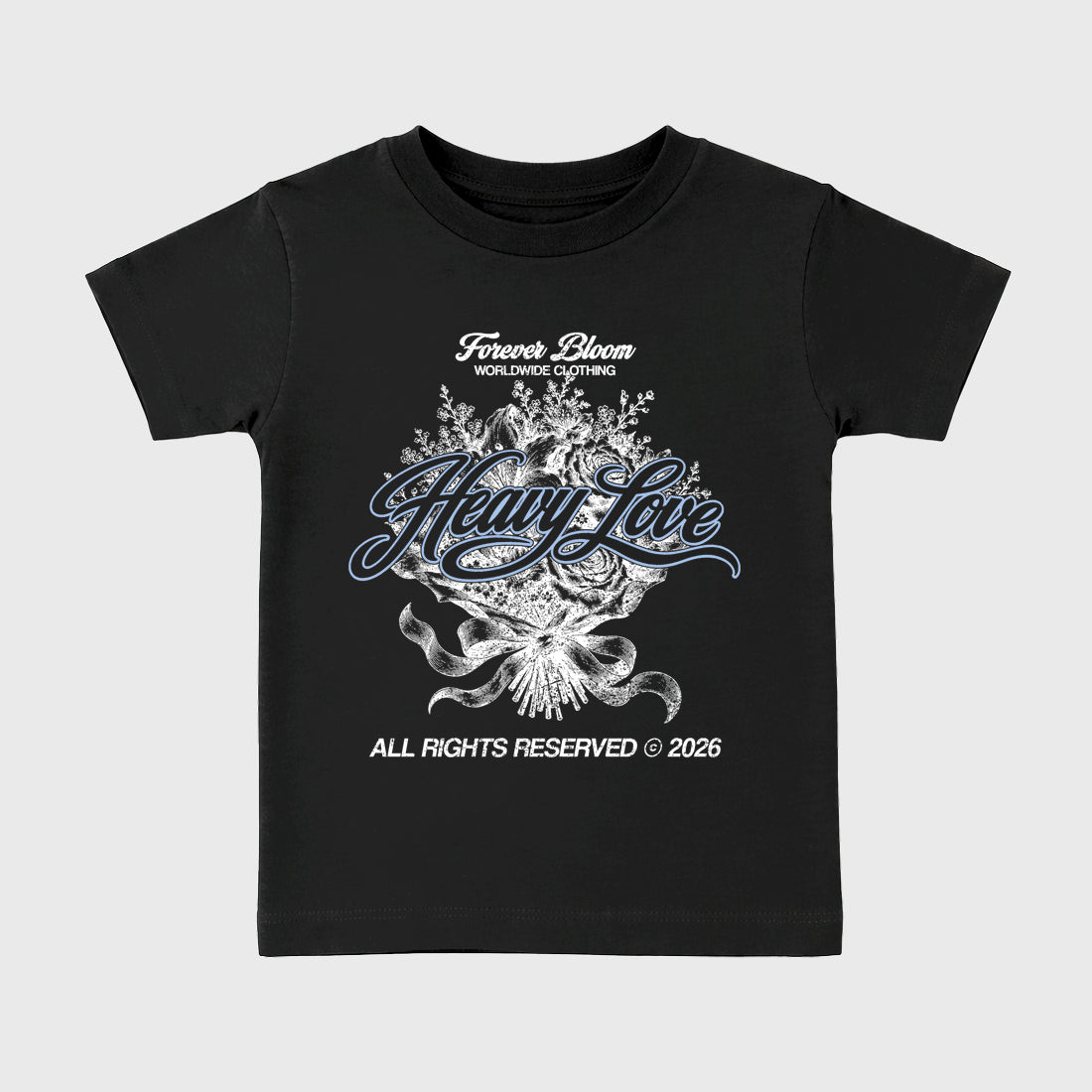Heavy Love Baby & Kids Graphic T-Shirt featuring original artwork designed to match the Air Jordan 6 Black and White. Black 2 Kids Graphic Tee.