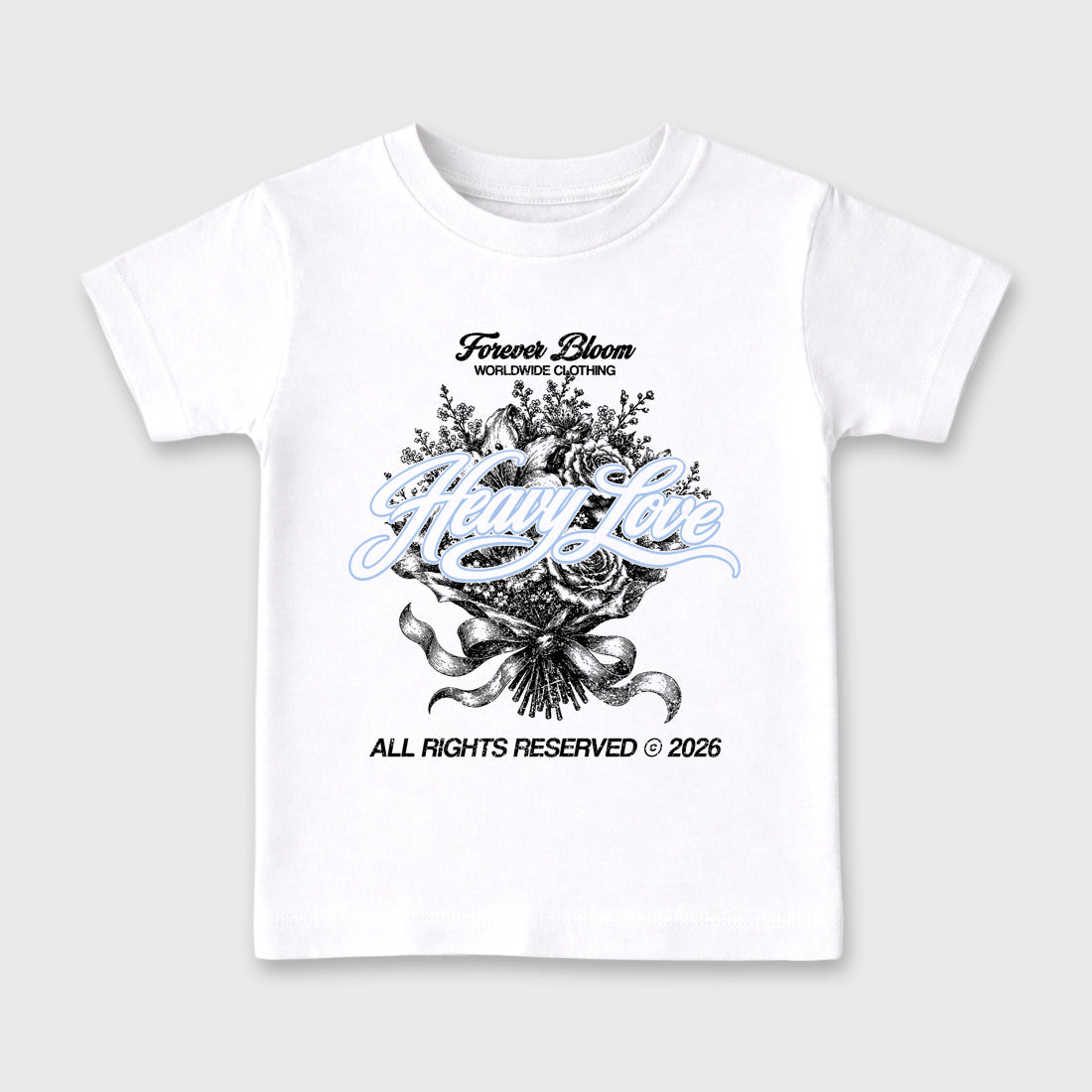 Heavy Love Baby & Kids Graphic T-Shirt featuring original artwork designed to match the Air Jordan 6 Black and White. White 2 Kids Graphic Tee.
