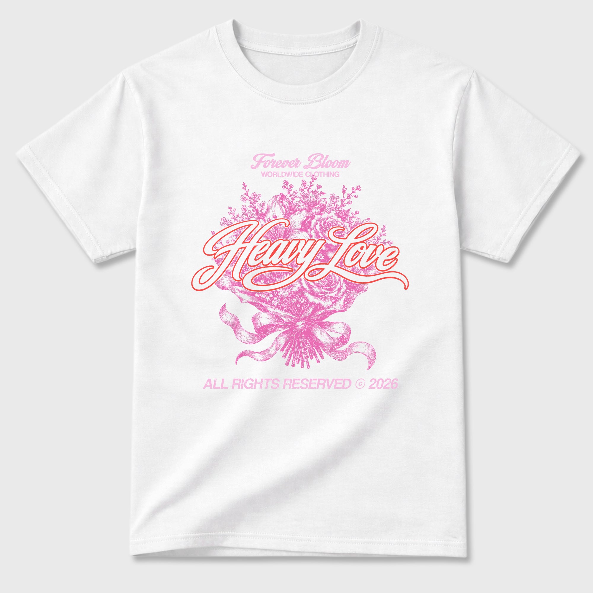 Heavy Love Graphic T-Shirt featuring original streetwear artwork designed to match the Air Jordan 6 Playful Pink. White 2 Graphic T-Shirt.