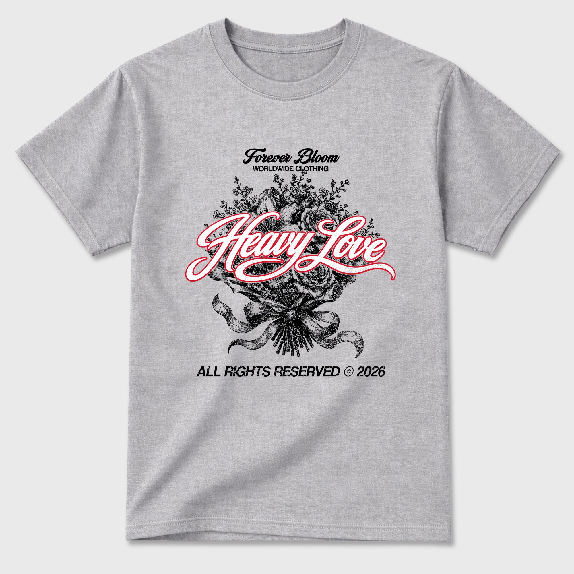 Heavy Love Graphic T-Shirt featuring original streetwear artwork designed to match the Air Max 95 Reverse Solar Red. Heather Grey 2 Graphic T-Shirt.