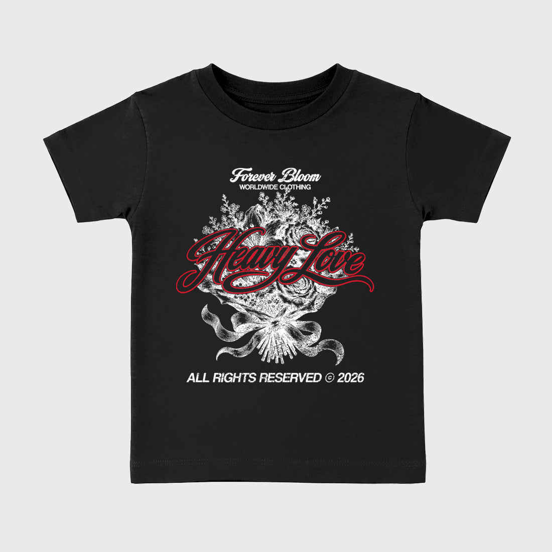 Heavy Love Baby & Kids Graphic T-Shirt featuring original artwork designed to match the Air Max 95 Reverse Solar Red. Black 2 Kids Graphic Tee.