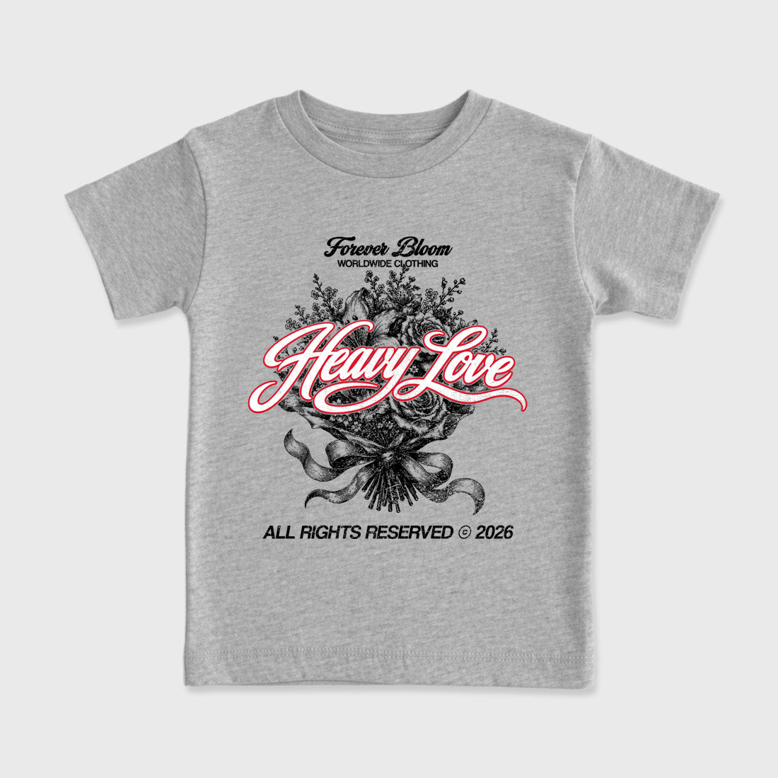 Heavy Love Baby & Kids Graphic T-Shirt featuring original artwork designed to match the Air Max 95 Reverse Solar Red. Heather Grey 2 Kids Graphic Tee.