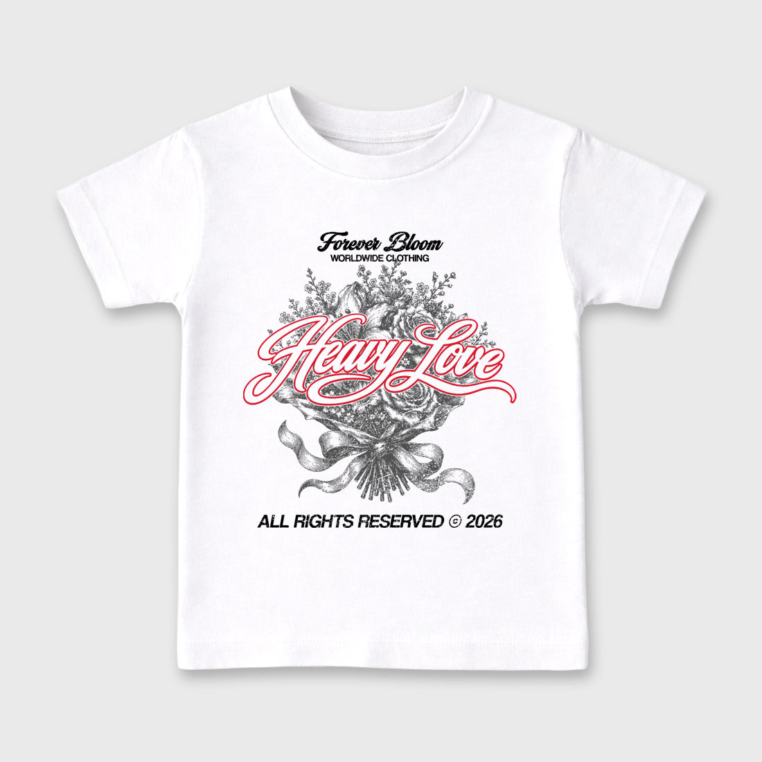 Heavy Love Baby & Kids Graphic T-Shirt featuring original artwork designed to match the Air Max 95 Reverse Solar Red. White 2 Kids Graphic Tee.