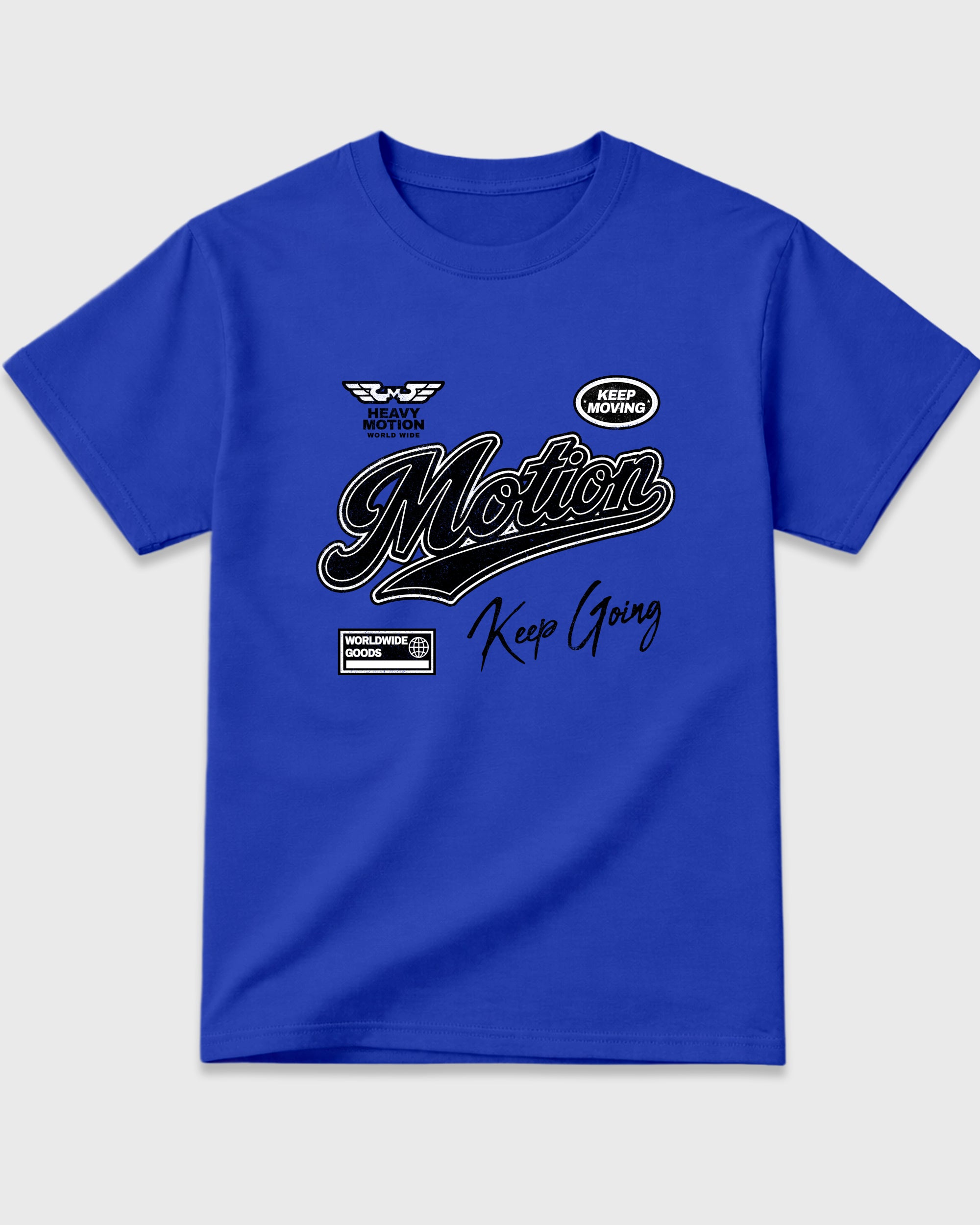 Heavy Motion Graphic T-Shirt featuring original streetwear artwork designed to match the Air Jordan 1 Royal. Royal Blue 2 Graphic T-Shirt.