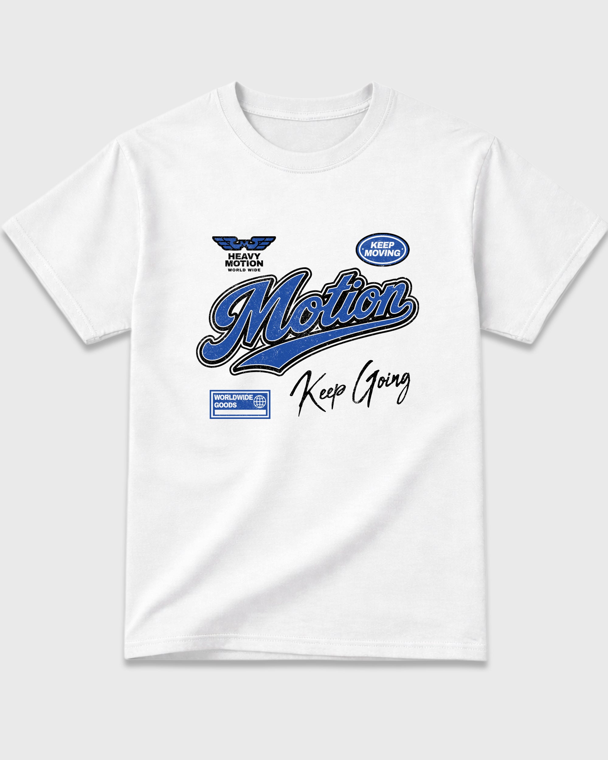 Heavy Motion Graphic T-Shirt featuring original streetwear artwork designed to match the Air Jordan 1 Royal. White 2 Graphic T-Shirt.