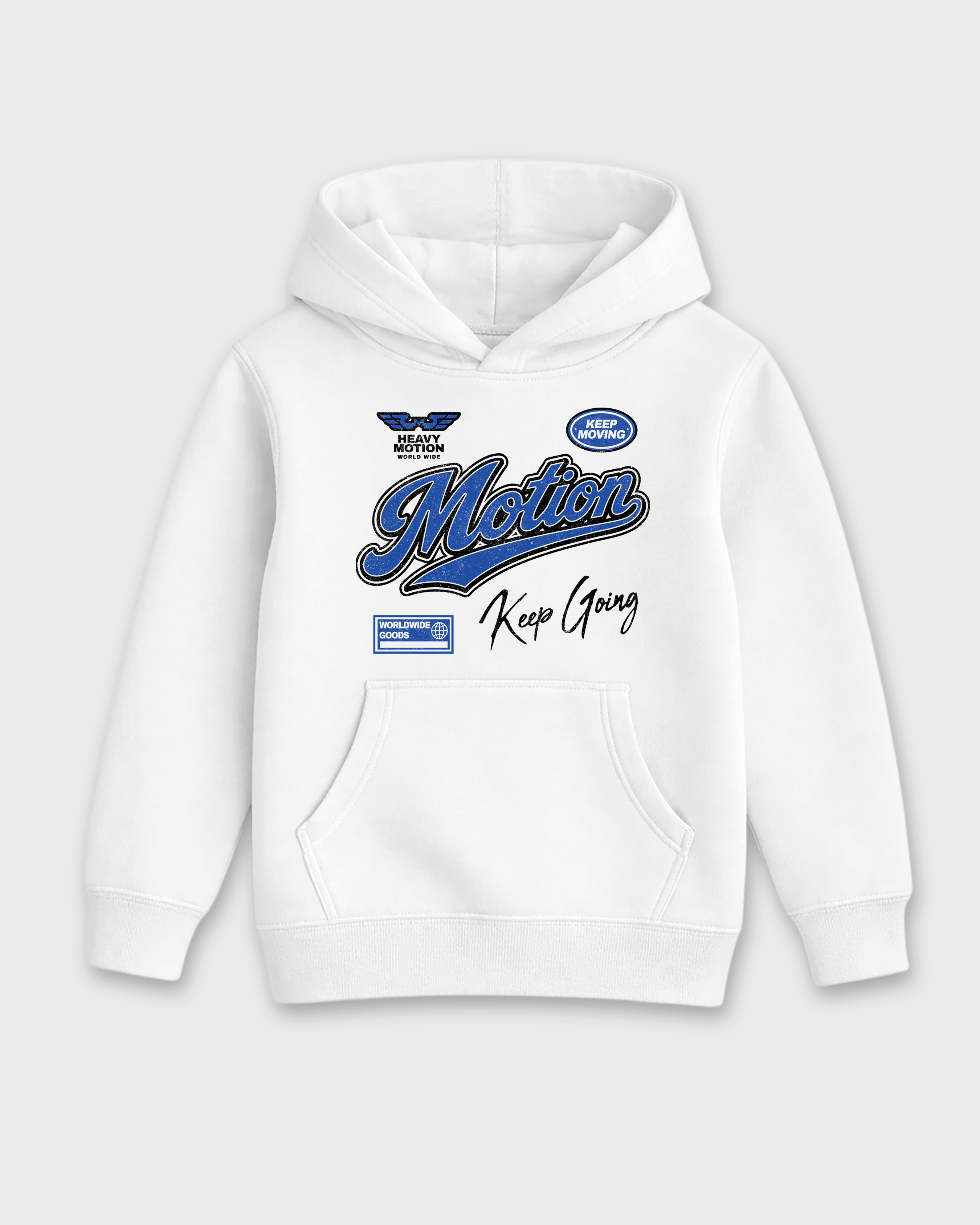Heavy Motion Baby & Kids Graphic Hoodie featuring original artwork designed to match the Air Jordan 1 Royal. White 2 Kids Graphic Sweater.