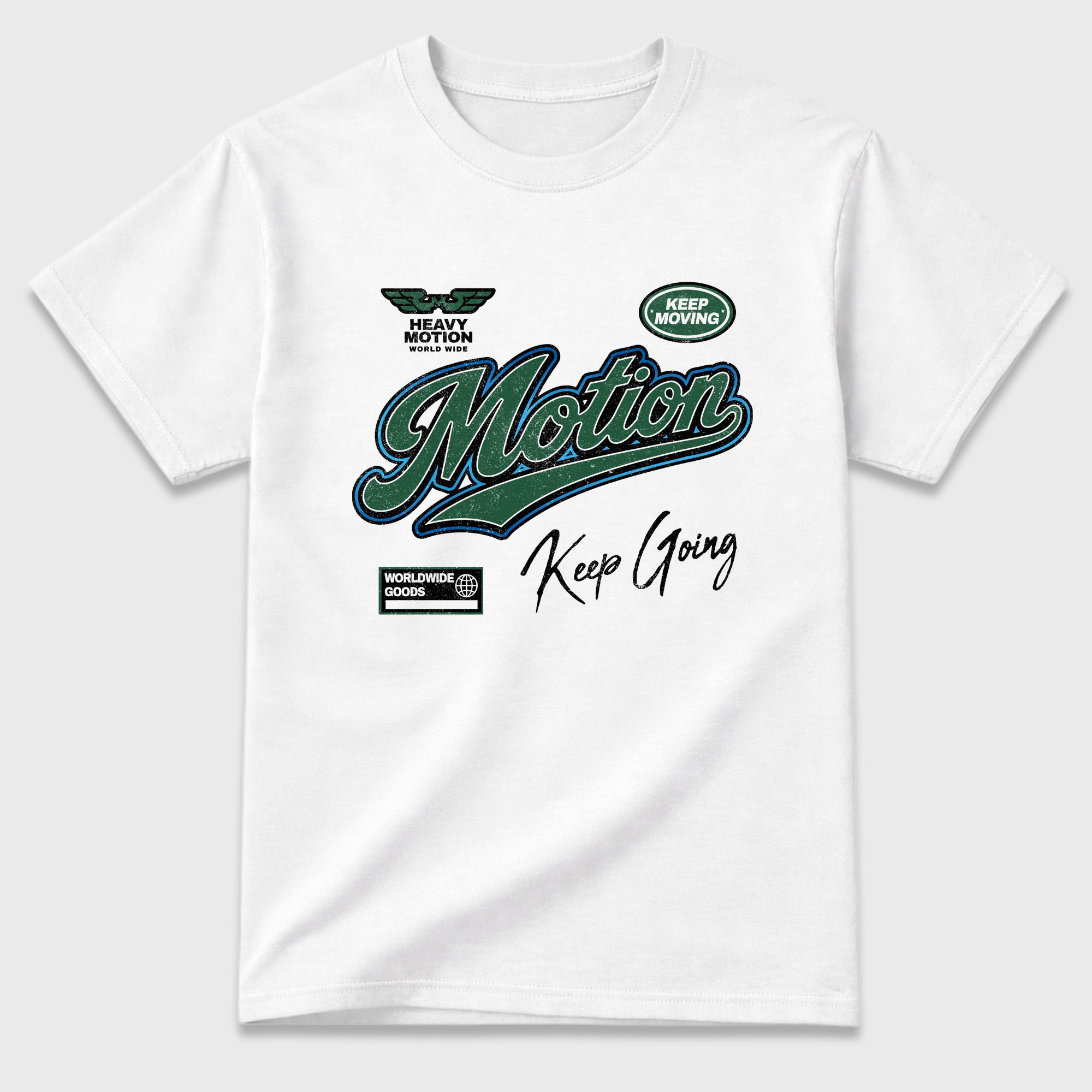 Heavy Motion Graphic T-Shirt featuring original streetwear artwork designed to match the Air Jordan 12 Summit Green. White 2 Graphic T-Shirt.