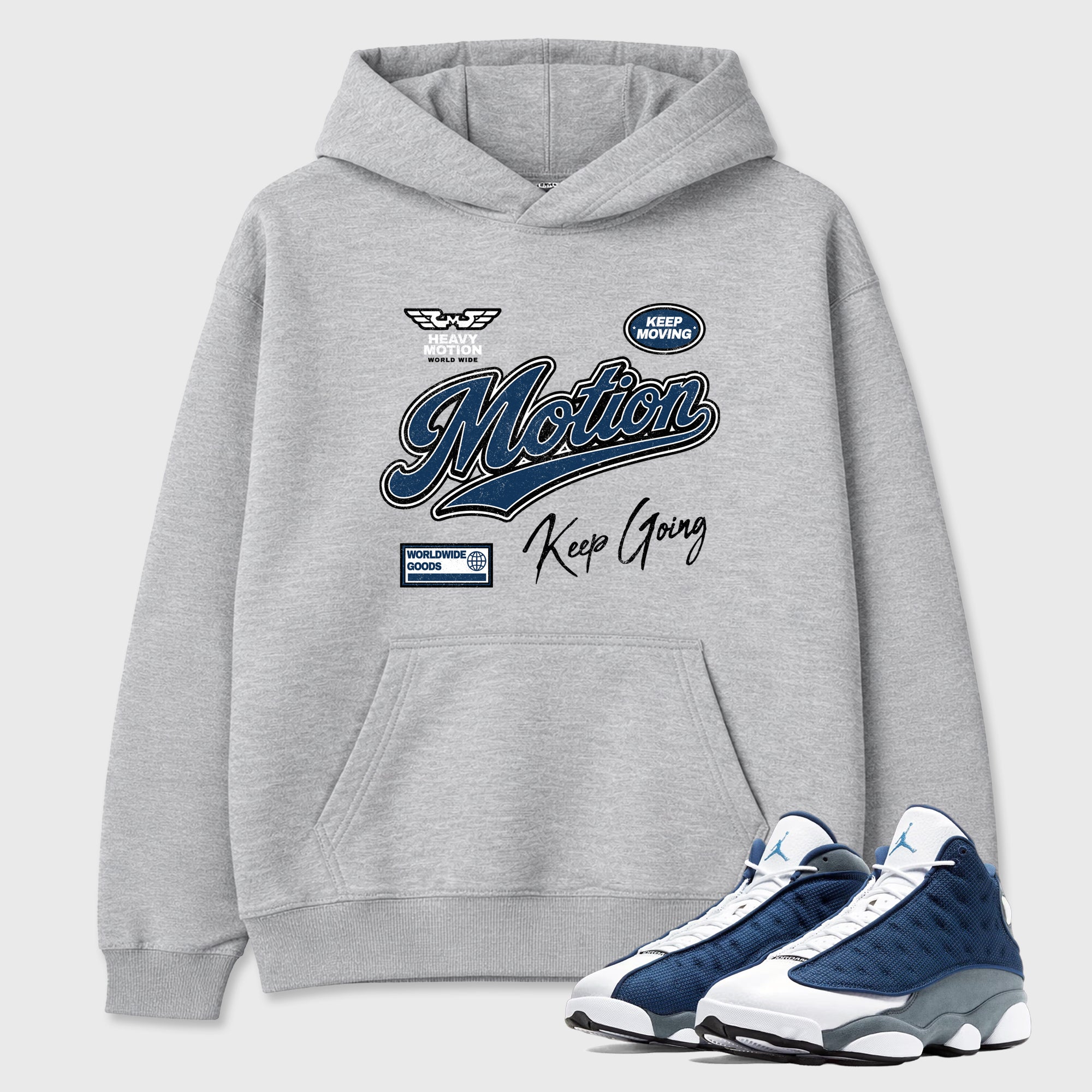 Heavy Motion Graphic T-Shirt featuring original streetwear artwork designed to match the Air Jordan 13 Flint. Heather Grey 1 Graphic Tee.
