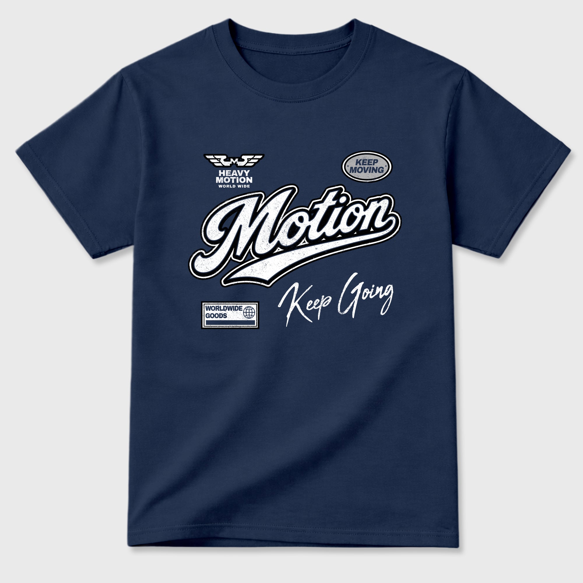 Heavy Motion Graphic T-Shirt featuring original streetwear artwork designed to match the Air Jordan 13 Flint. Navy 2 Graphic T-Shirt.