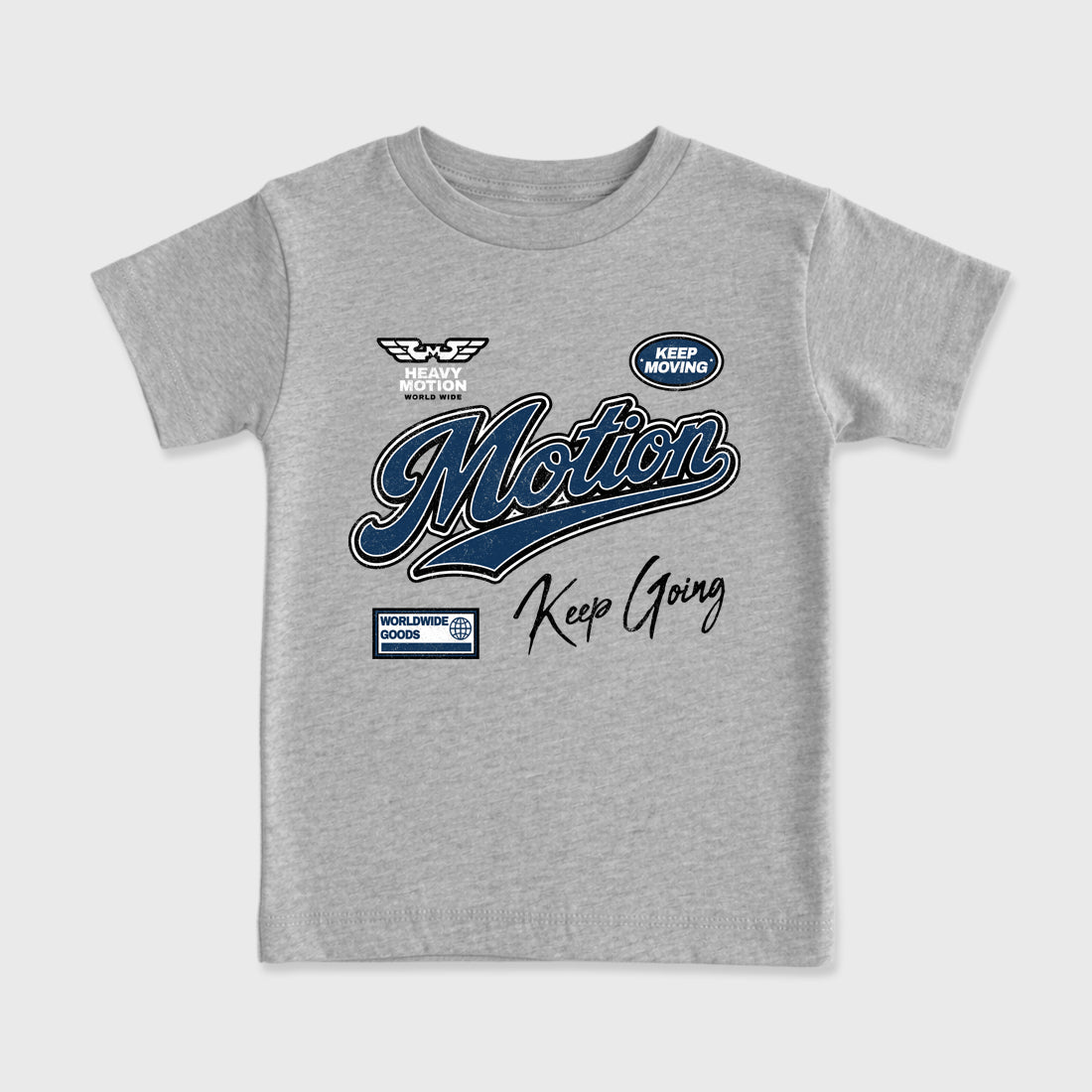 Heavy Motion Baby & Kids Graphic T-Shirt featuring original artwork designed to match the Air Jordan 13 Flint. Heather Grey 2 Kids Graphic Tee.