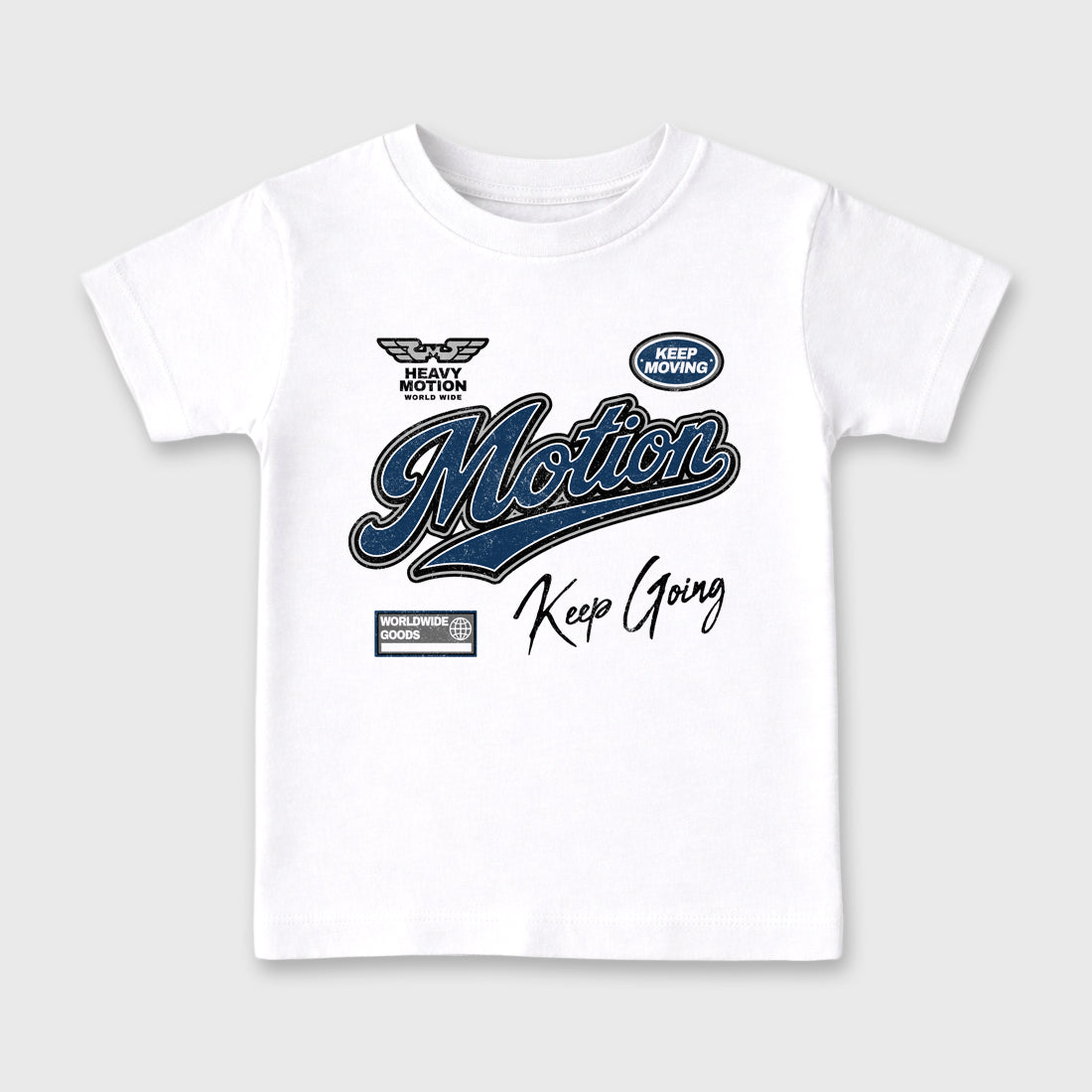 Heavy Motion Baby & Kids Graphic T-Shirt featuring original artwork designed to match the Air Jordan 13 Flint. White 2 Kids Graphic Tee.