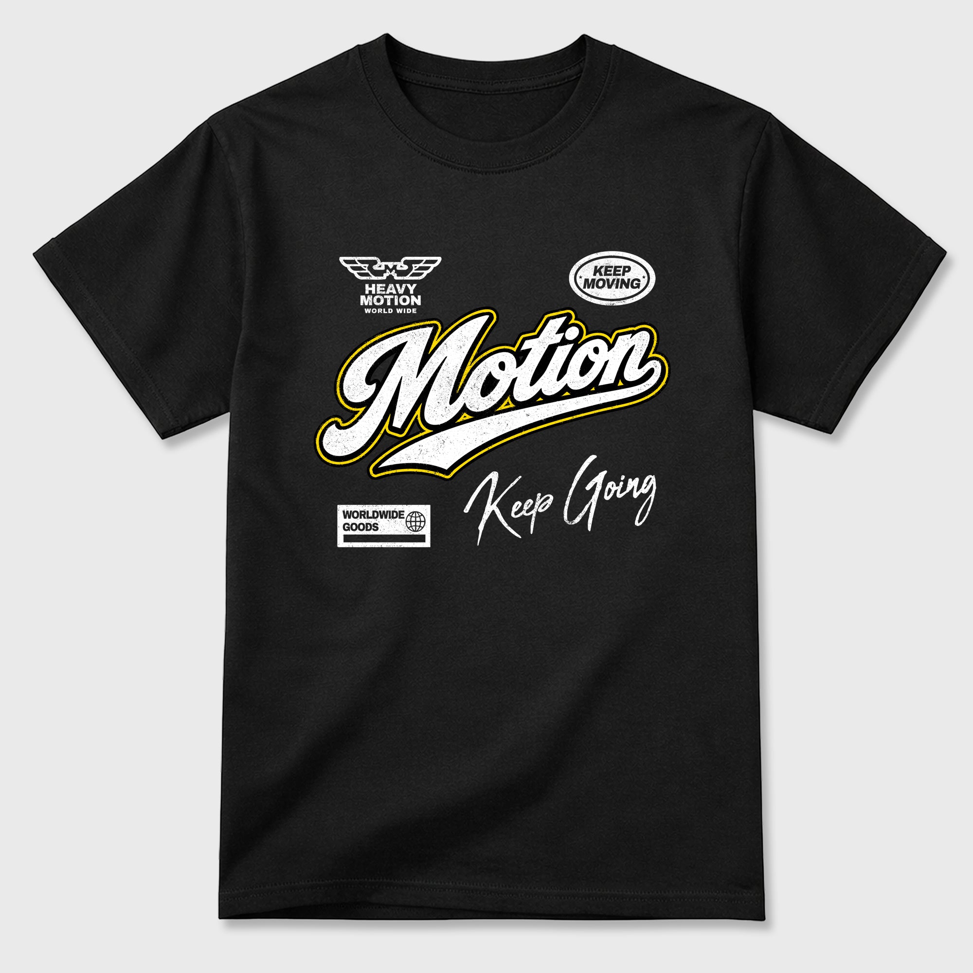 Heavy Motion Graphic T-Shirt featuring original streetwear artwork designed to match the Air Jordan 4 Tour Yellow. Black 2 Graphic T-Shirt.