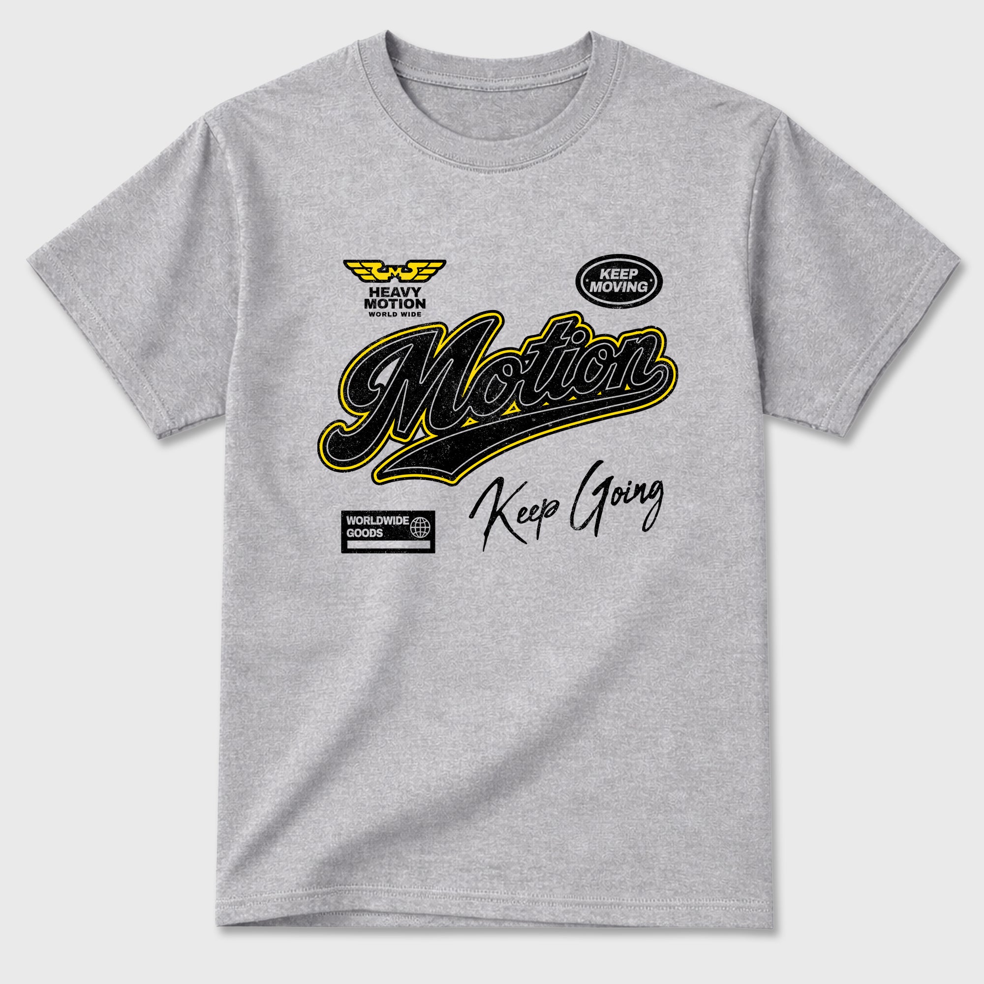 Heavy Motion Graphic T-Shirt featuring original streetwear artwork designed to match the Air Jordan 4 Tour Yellow. Heather Grey 2 Graphic T-Shirt.