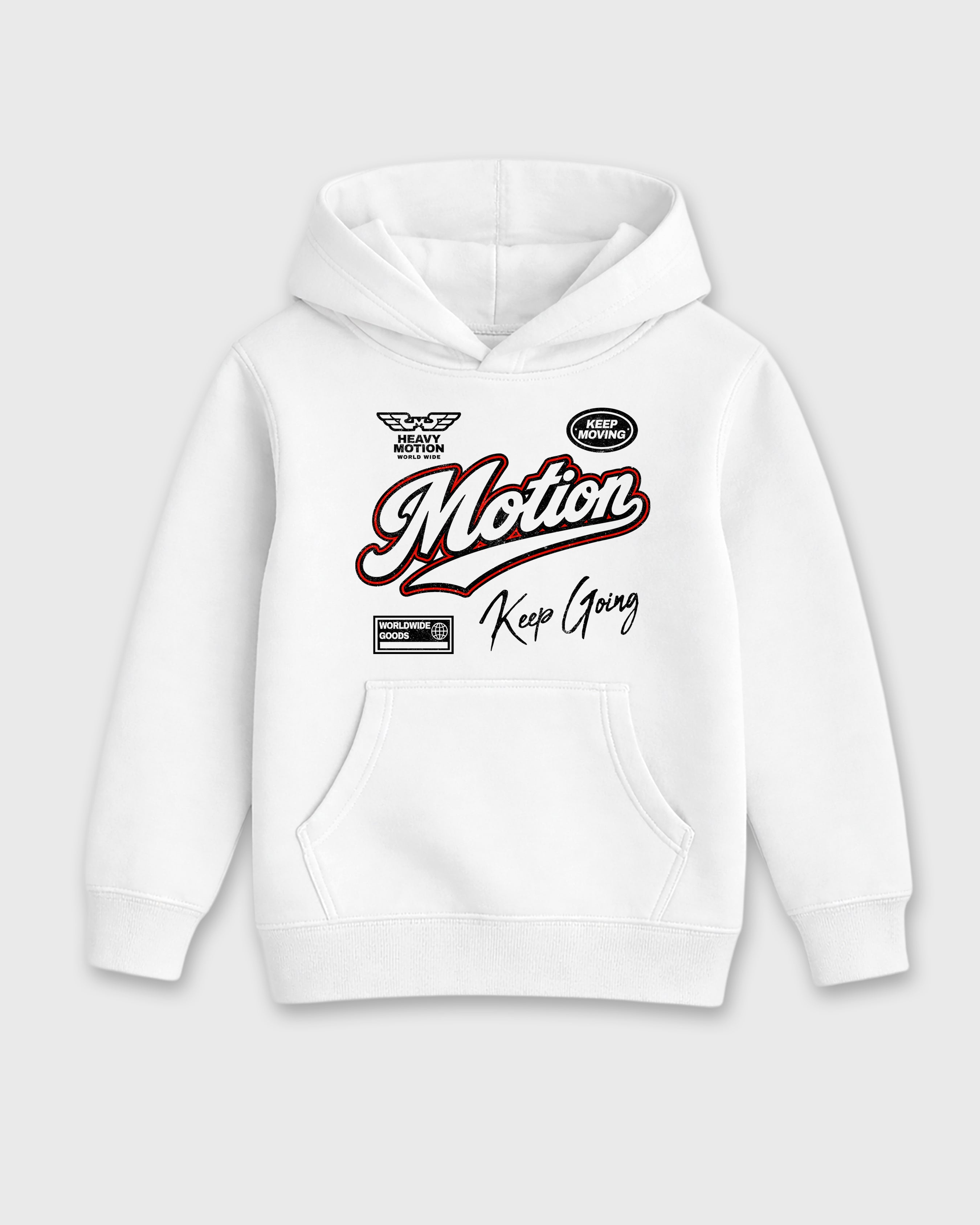Heavy Motion Baby & Kids Graphic Hoodie featuring original artwork designed to match the Air Jordan 6 White Infrared. White 2 Kids Graphic Sweater.