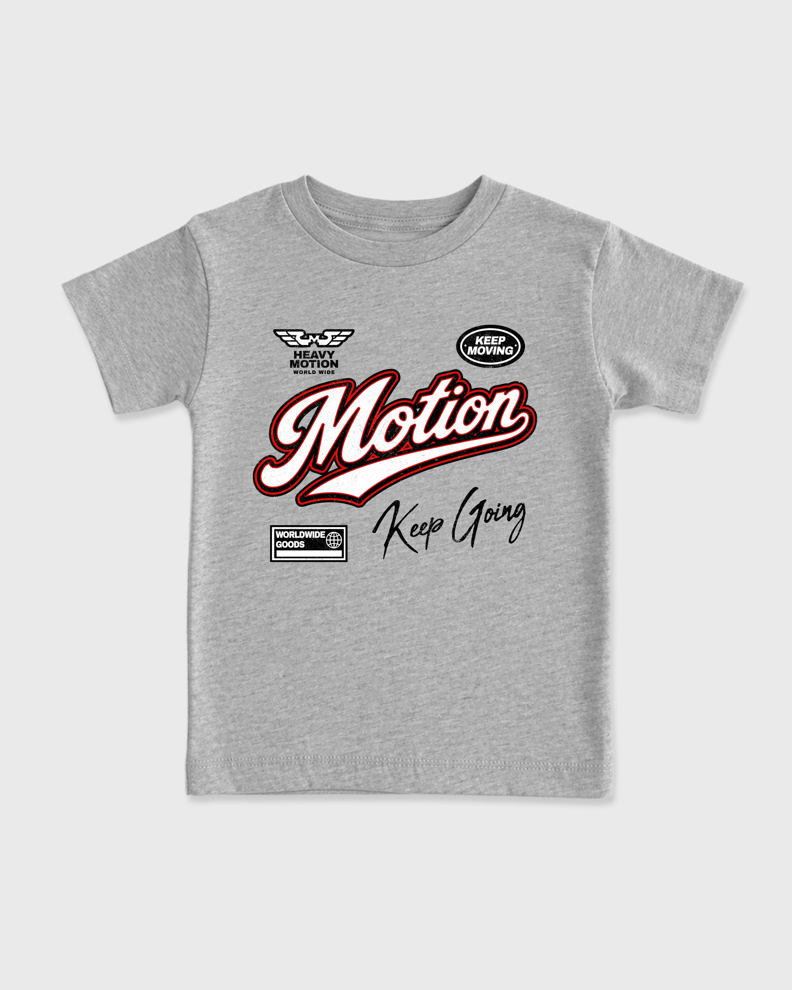 Heavy Motion Baby & Kids Graphic T-Shirt featuring original artwork designed to match the Air Jordan 6 White Infrared. Heather Grey 2 Kids Graphic Tee.