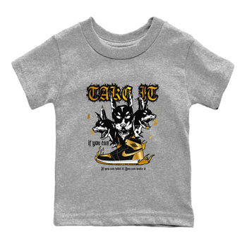 Air Jordan 1 High OG Black Metallic Gold shirts to match jordans Hell Hounds sneaker match tees Air Jordan 1 Retrp Black Metallic Gold Sneaker Shirts SNRT Sneaker Tees streetwear brand Baby and Youth Heather Grey 2 cotton tee