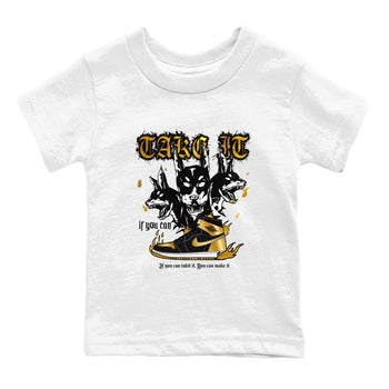 Air Jordan 1 High OG Black Metallic Gold shirts to match jordans Hell Hounds sneaker match tees Air Jordan 1 Retrp Black Metallic Gold Sneaker Shirts SNRT Sneaker Tees streetwear brand Baby and Youth White 2 cotton tee