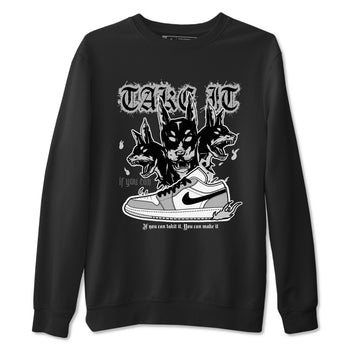 1s Wolf Grey shirts to match jordans Hell Hounds sneaker match tees Air Jordan 1 Wolf Grey SNRT Sneaker Tees streetwear brand Black 2 unisex cotton tee