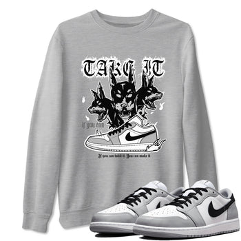 1s Wolf Grey shirts to match jordans Hell Hounds sneaker match tees Air Jordan 1 Wolf Grey SNRT Sneaker Tees streetwear brand Heather Grey 1 unisex cotton tee