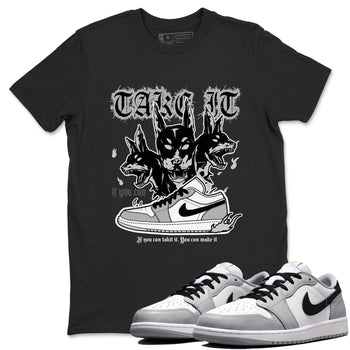 1s Wolf Grey shirts to match jordans Hell Hounds sneaker match tees Air Jordan 1 Wolf Grey SNRT Sneaker Tees streetwear brand Black 1 unisex cotton tee