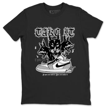 1s Wolf Grey shirts to match jordans Hell Hounds sneaker match tees Air Jordan 1 Wolf Grey SNRT Sneaker Tees streetwear brand Black 2 unisex cotton tee