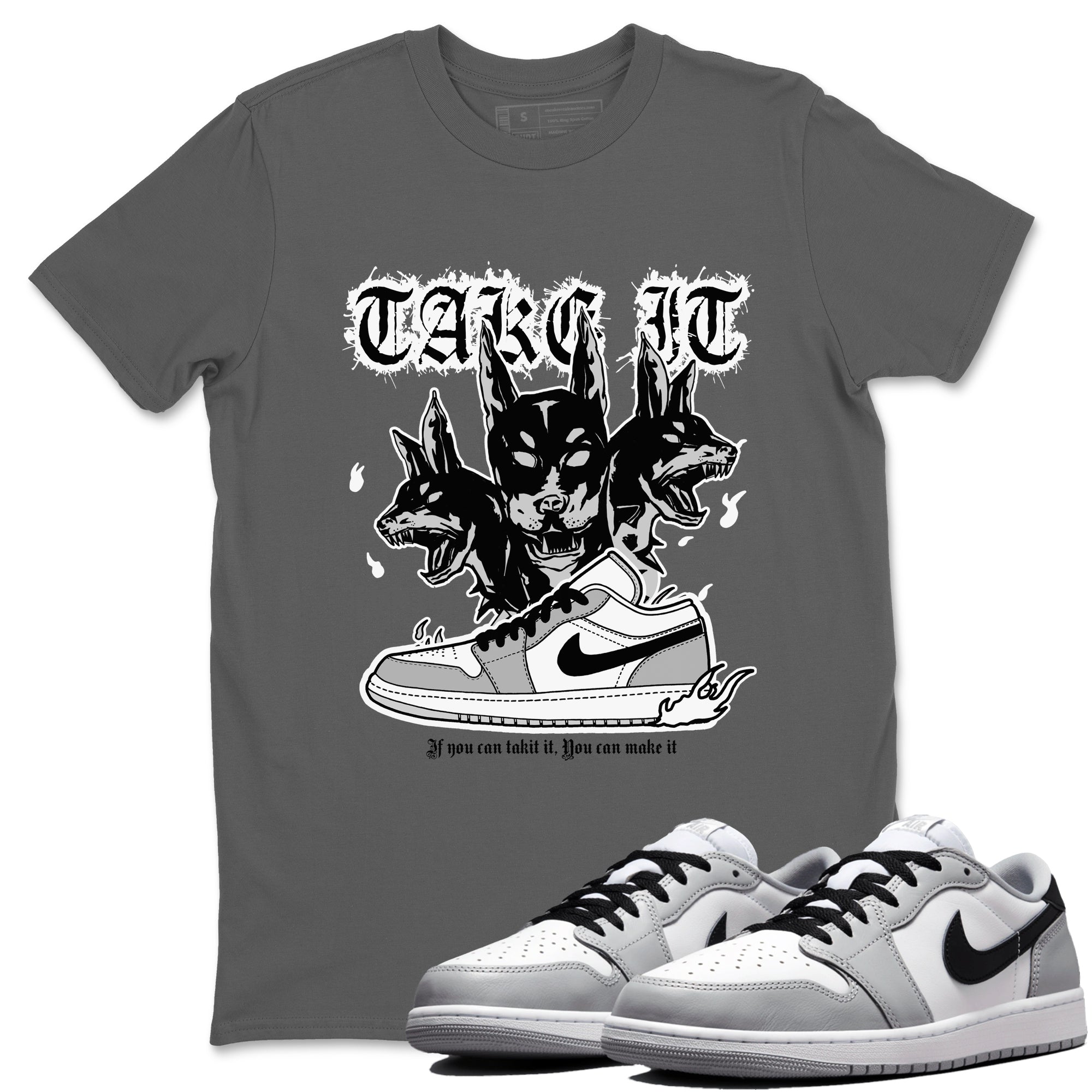 1s Wolf Grey shirts to match jordans Hell Hounds sneaker match tees Air Jordan 1 Wolf Grey SNRT Sneaker Tees streetwear brand Cool Grey 1 unisex cotton tee