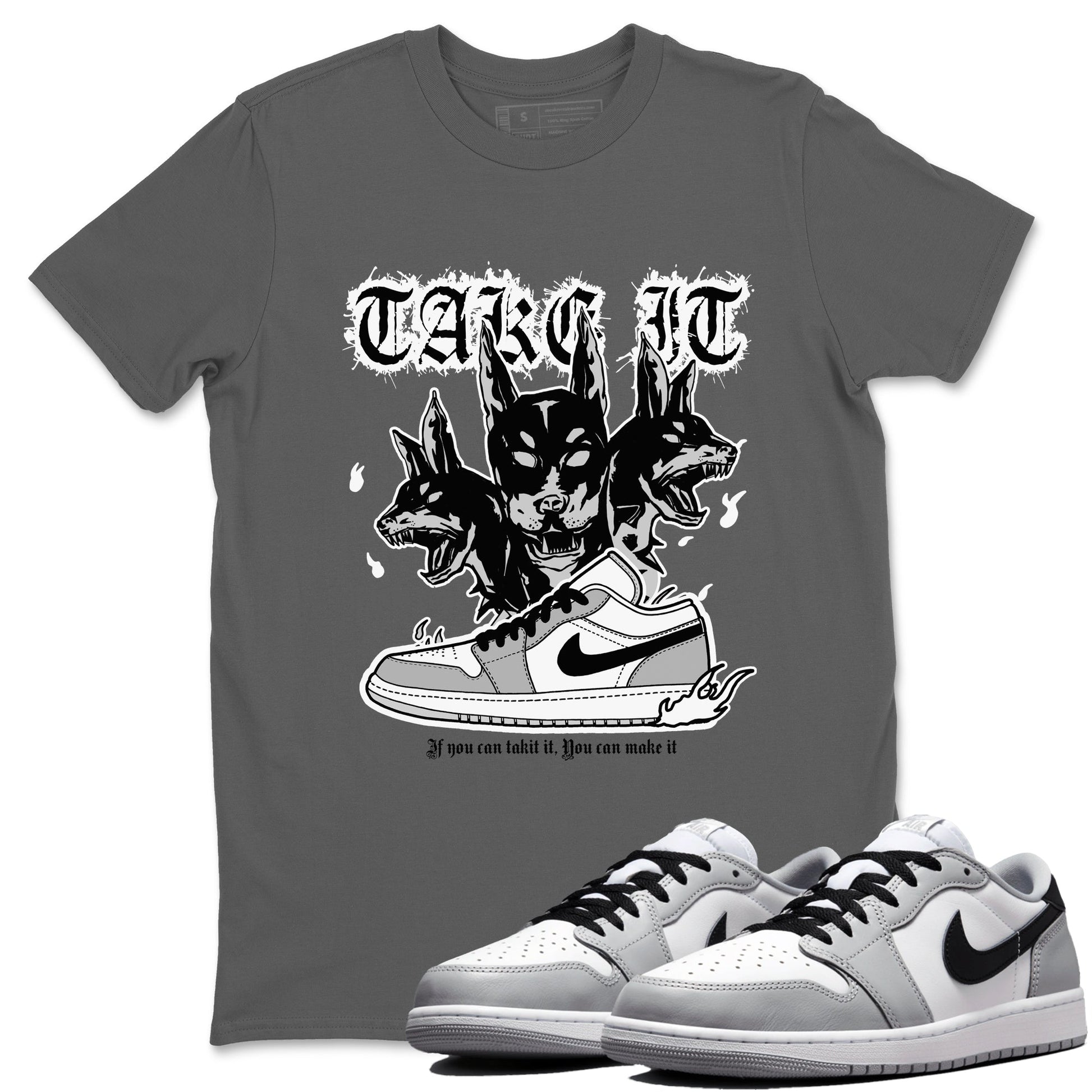 1s Wolf Grey shirts to match jordans Hell Hounds sneaker match tees Air Jordan 1 Wolf Grey SNRT Sneaker Tees streetwear brand Cool Grey 1 unisex cotton tee