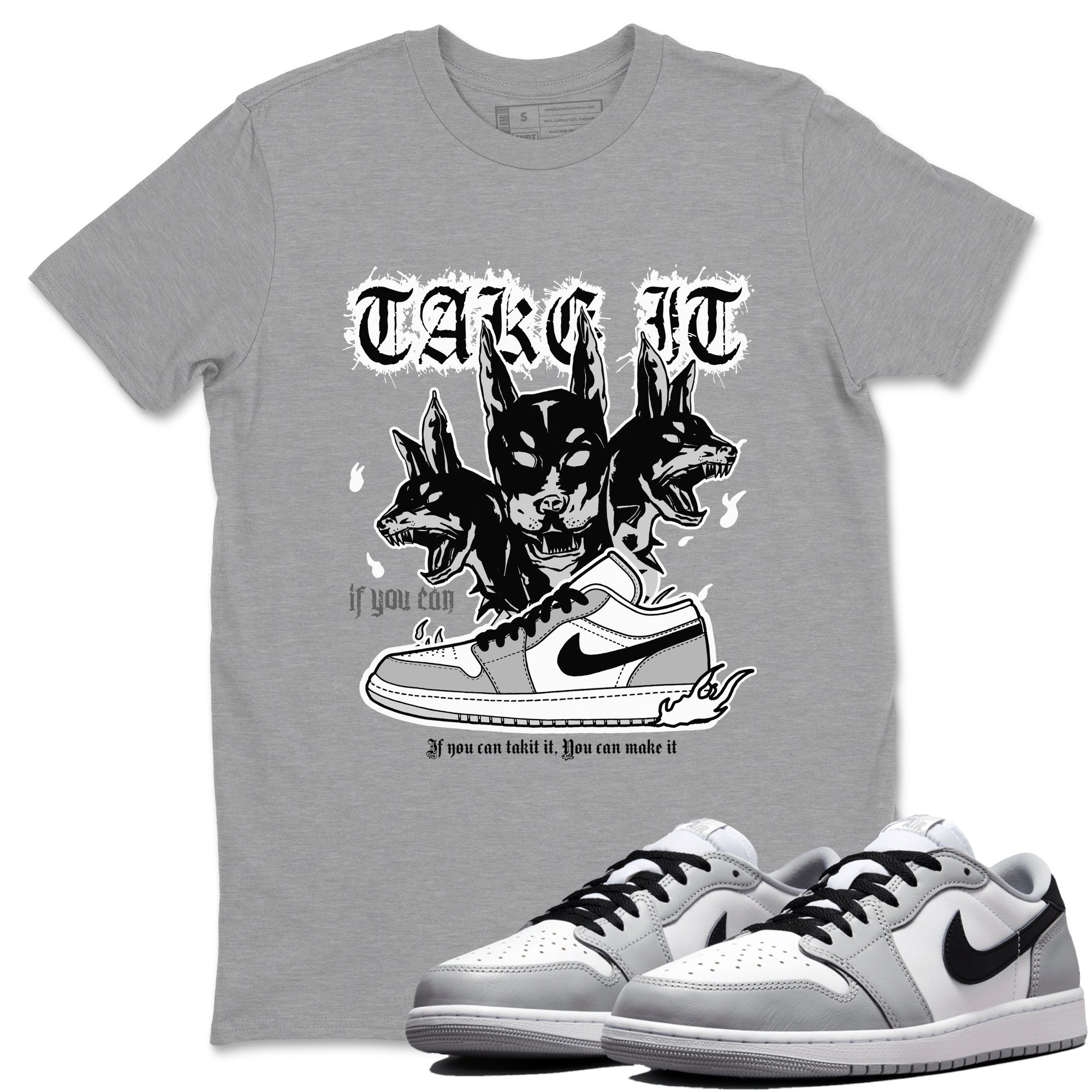 1s Wolf Grey shirts to match jordans Hell Hounds sneaker match tees Air Jordan 1 Wolf Grey SNRT Sneaker Tees streetwear brand Heather Grey 1 unisex cotton tee