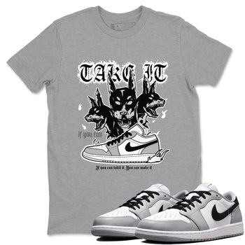 1s Wolf Grey shirts to match jordans Hell Hounds sneaker match tees Air Jordan 1 Wolf Grey SNRT Sneaker Tees streetwear brand Heather Grey 1 unisex cotton tee