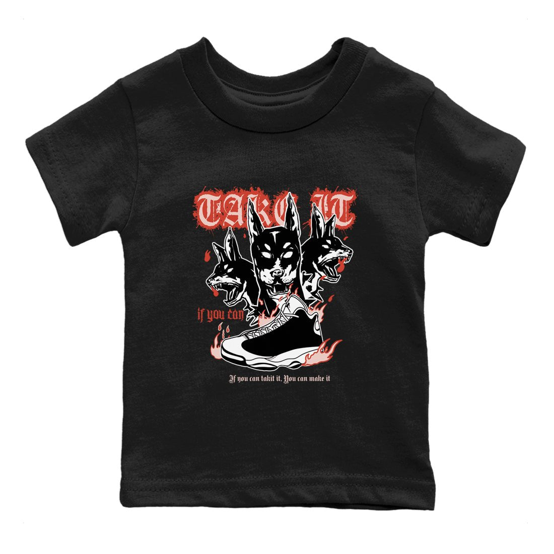 Air Jordan 13 Dune Red shirts to match jordans Hell Hounds sneaker match tees AJ13 Dune Red Sneaker Shirts SNRT Sneaker Tees streetwear brand Baby and Youth Black 2 cotton tee