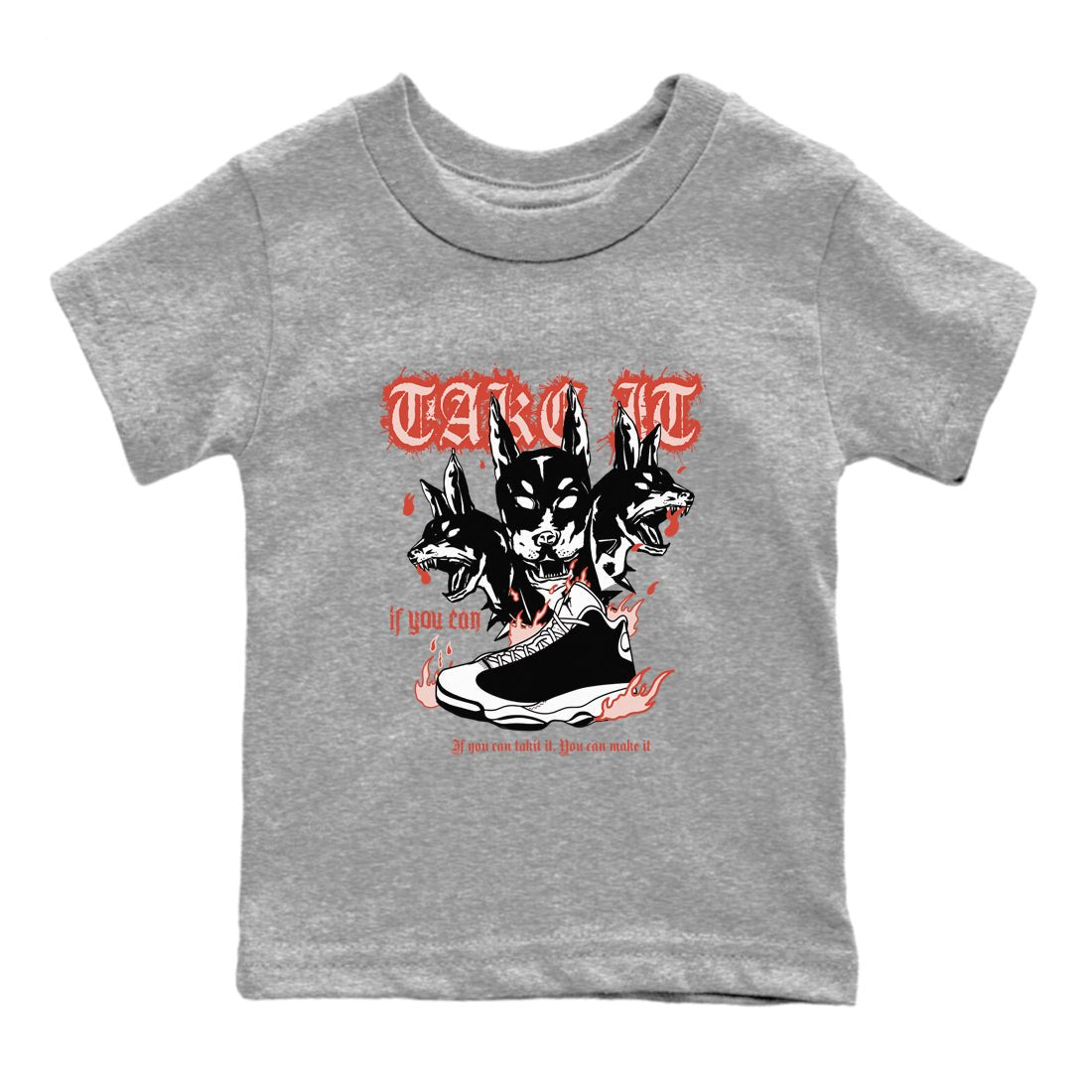 Air Jordan 13 Dune Red shirts to match jordans Hell Hounds sneaker match tees AJ13 Dune Red Sneaker Shirts SNRT Sneaker Tees streetwear brand Baby and Youth Heather Grey 2 cotton tee