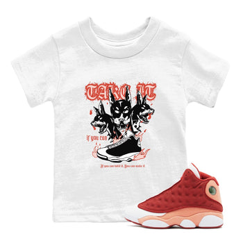 Air Jordan 13 Dune Red shirts to match jordans Hell Hounds sneaker match tees AJ13 Dune Red Sneaker Shirts SNRT Sneaker Tees streetwear brand Baby and Youth White 1 cotton tee
