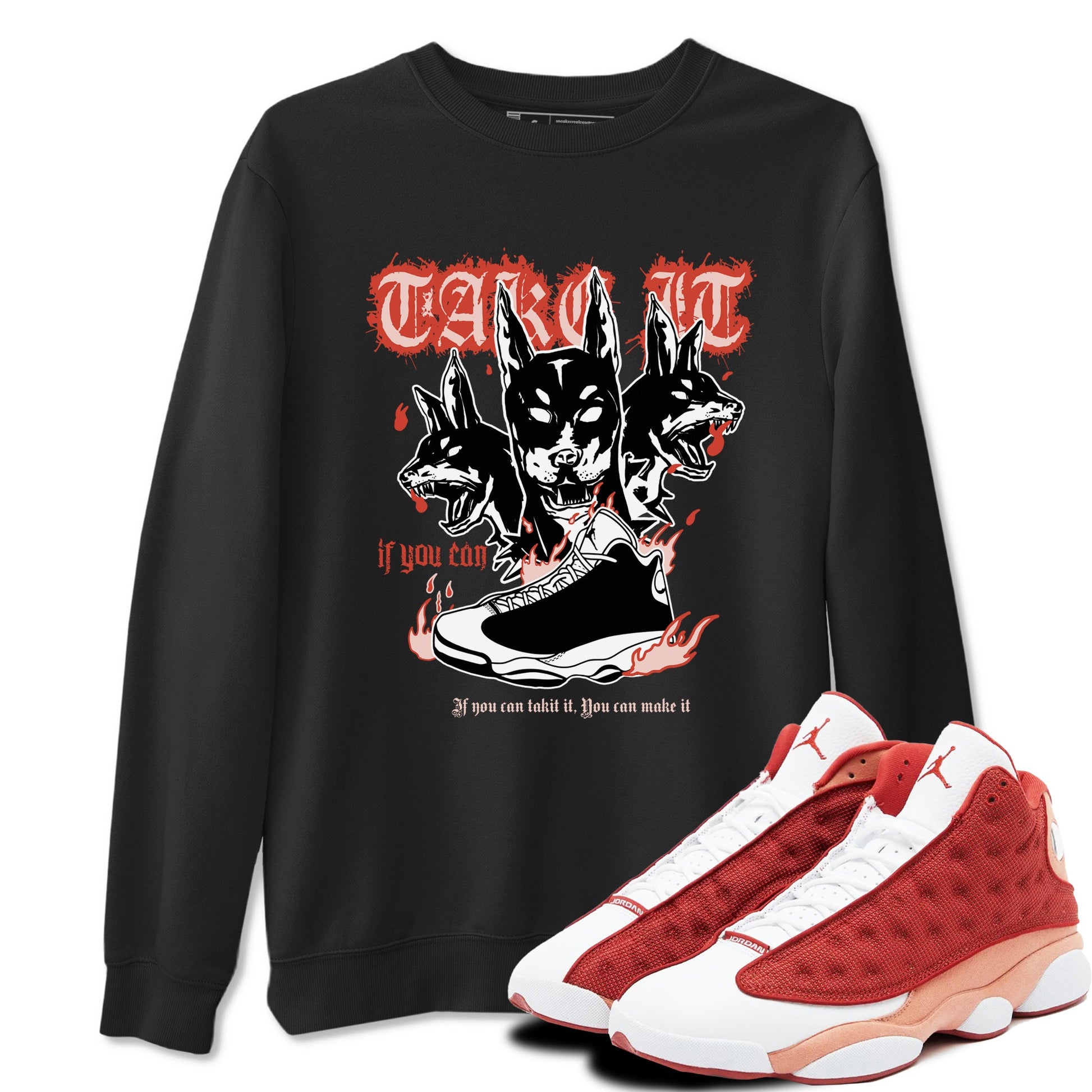 Air Jordan 13 Dune Red shirts to match jordans Hell Hounds sneaker match tees AJ13 Dune Red Sneaker Shirts SNRT Sneaker Tees streetwear brand Black 1 unisex cotton tee