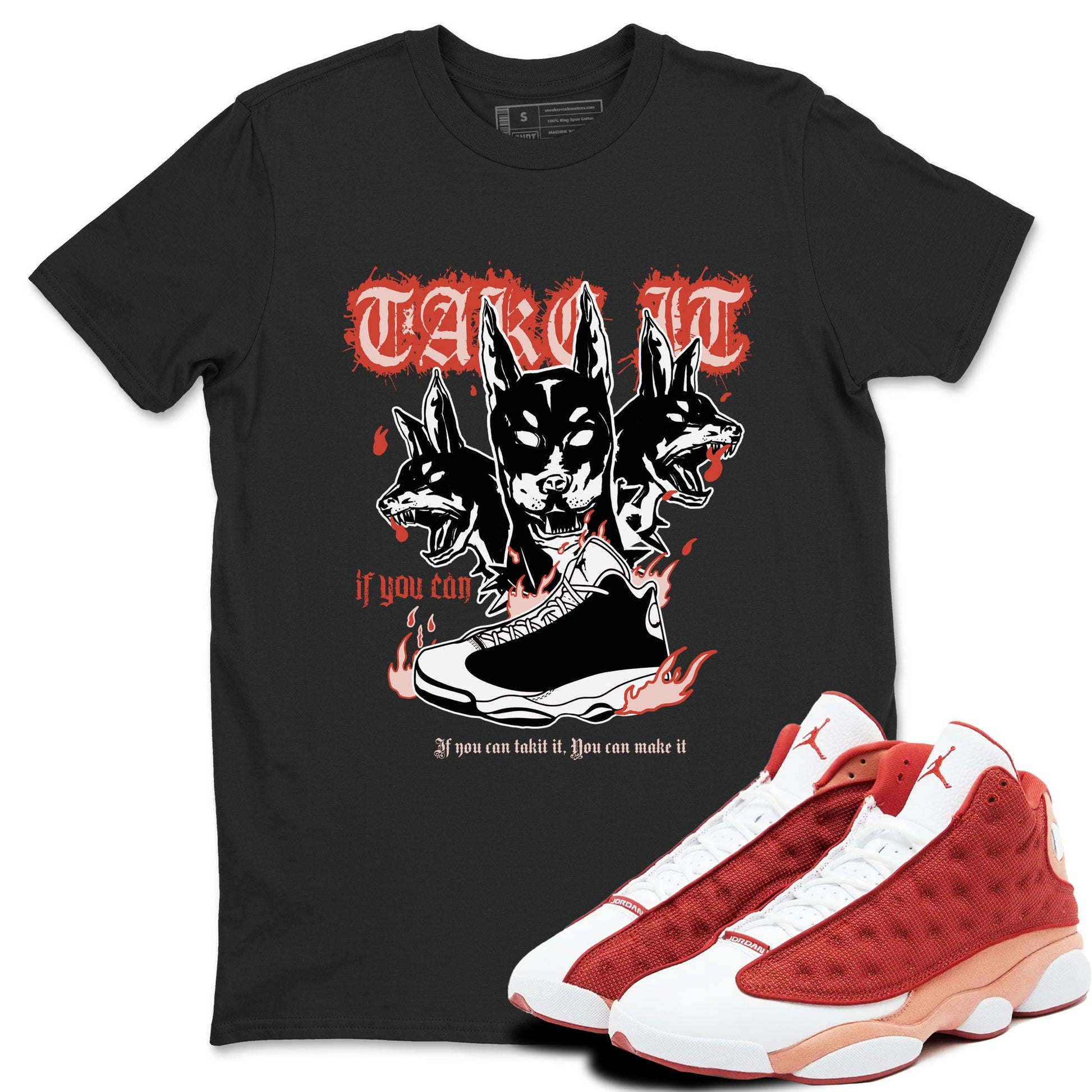 Air Jordan 13 Dune Red shirts to match jordans Hell Hounds sneaker match tees AJ13 Dune Red Sneaker Shirts SNRT Sneaker Tees streetwear brand Black 1 unisex cotton tee