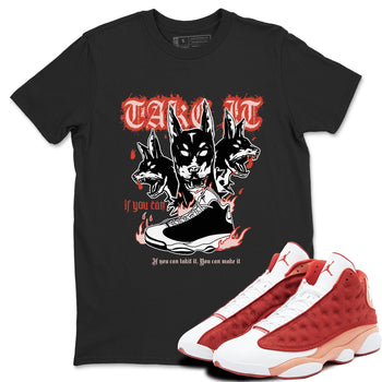 Air Jordan 13 Dune Red shirts to match jordans Hell Hounds sneaker match tees AJ13 Dune Red Sneaker Shirts SNRT Sneaker Tees streetwear brand Black 1 unisex cotton tee