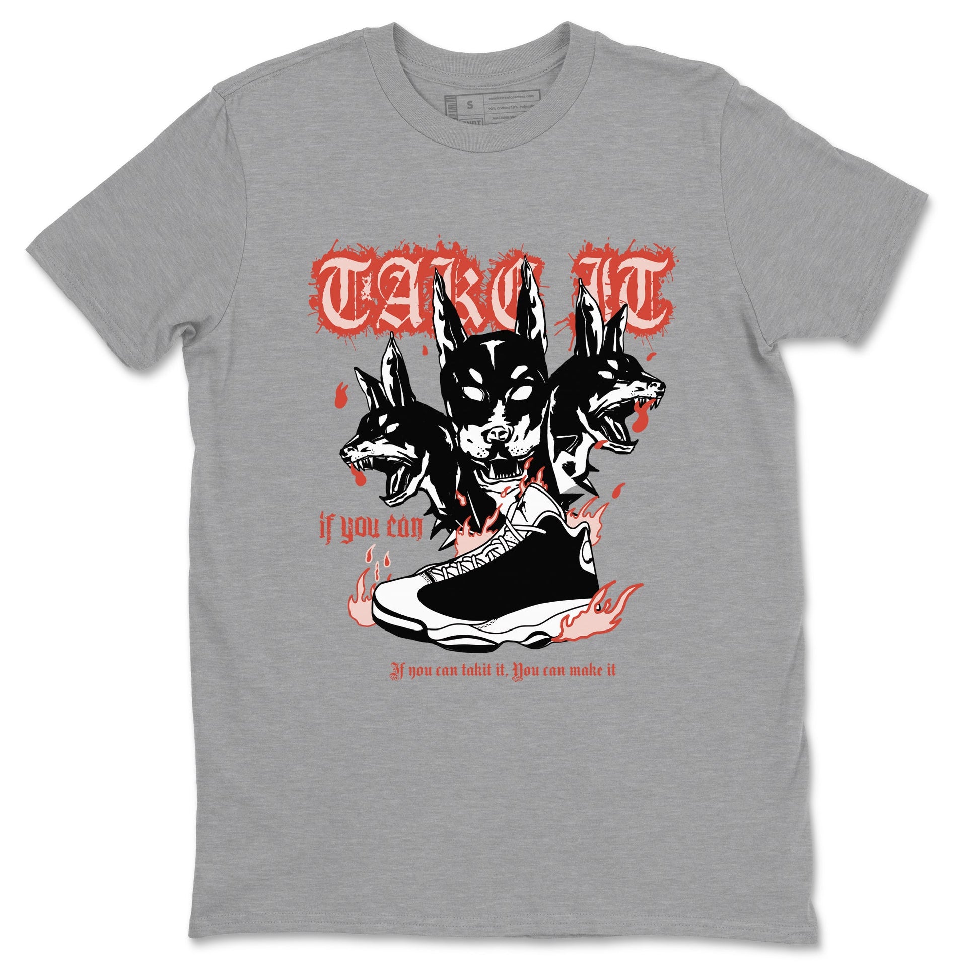Air Jordan 13 Dune Red shirts to match jordans Hell Hounds sneaker match tees AJ13 Dune Red Sneaker Shirts SNRT Sneaker Tees streetwear brand Heather Grey 2 unisex cotton tee