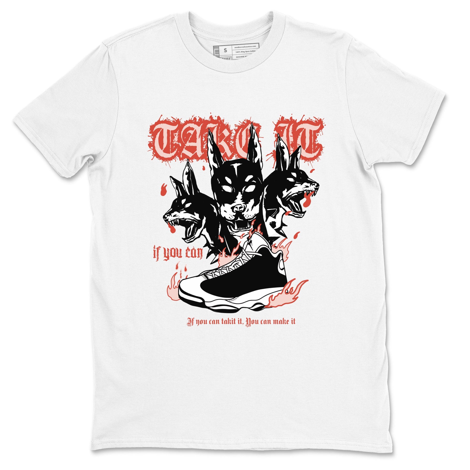 Air Jordan 13 Dune Red shirts to match jordans Hell Hounds sneaker match tees AJ13 Dune Red Sneaker Shirts SNRT Sneaker Tees streetwear brand White 2 unisex cotton tee