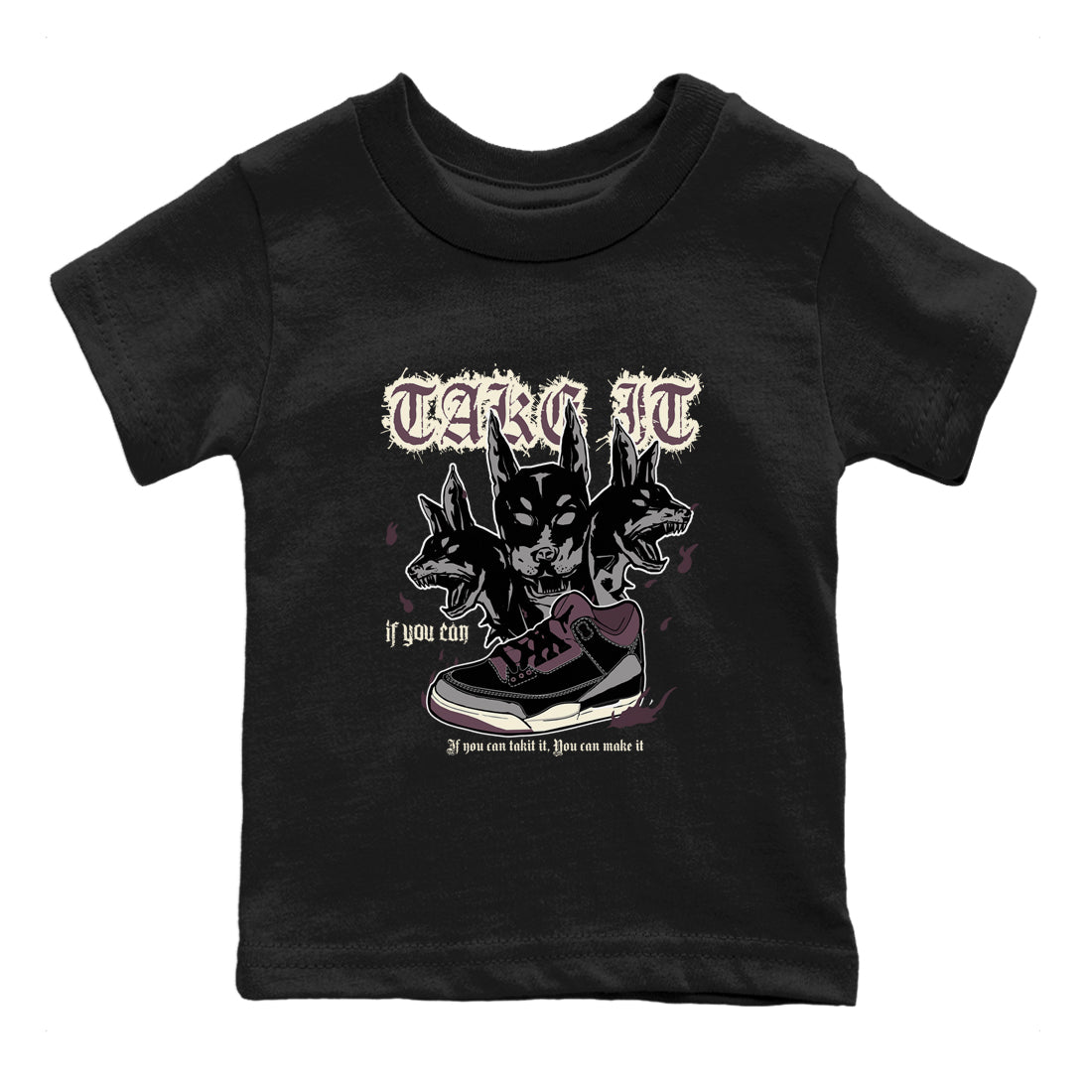 3s A Ma Maniere x Black shirts to match jordans Hell Hounds sneaker match tees Air Jordan 3 A Ma Maniere x Black SNRT Sneaker Tees streetwear brand Baby and Youth Black 2 cotton tee