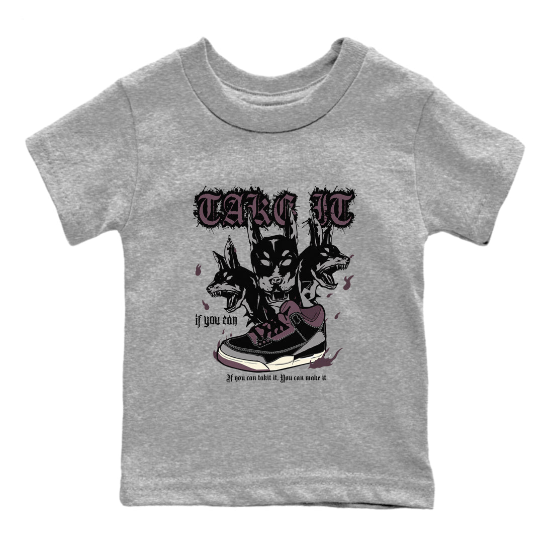 3s A Ma Maniere x Black shirts to match jordans Hell Hounds sneaker match tees Air Jordan 3 A Ma Maniere x Black SNRT Sneaker Tees streetwear brand Baby and Youth Heather Grey 2 cotton tee