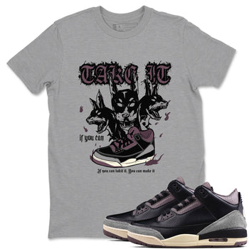 3s A Ma Maniere x Black shirts to match jordans Hell Hounds sneaker match tees Air Jordan 3 A Ma Maniere x Black SNRT Sneaker Tees streetwear brand Heather Grey 1 unisex cotton tee