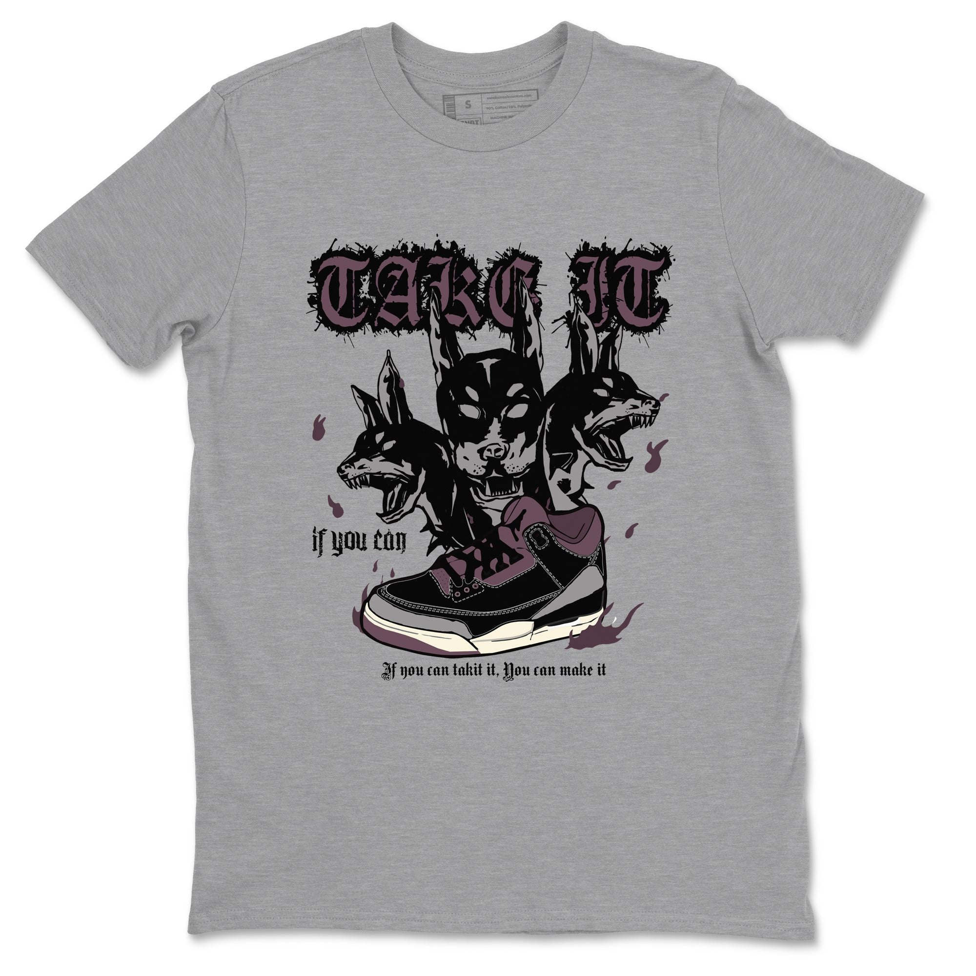 3s A Ma Maniere x Black shirts to match jordans Hell Hounds sneaker match tees Air Jordan 3 A Ma Maniere x Black SNRT Sneaker Tees streetwear brand Heather Grey 2 unisex cotton tee