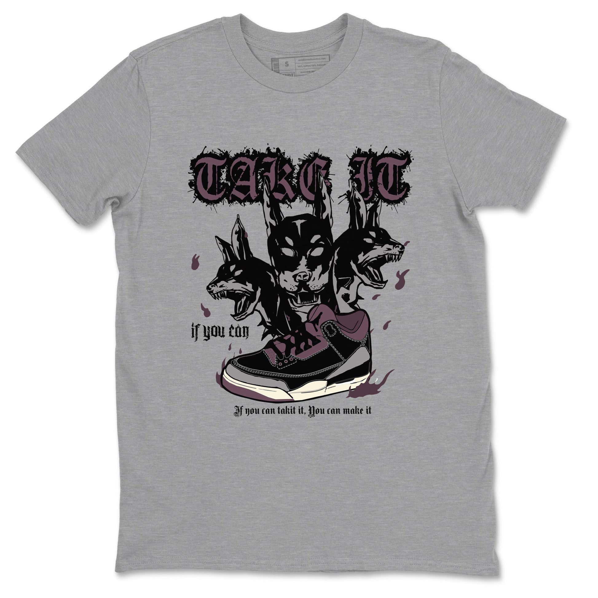 3s A Ma Maniere x Black shirts to match jordans Hell Hounds sneaker match tees Air Jordan 3 A Ma Maniere x Black SNRT Sneaker Tees streetwear brand Heather Grey 2 unisex cotton tee