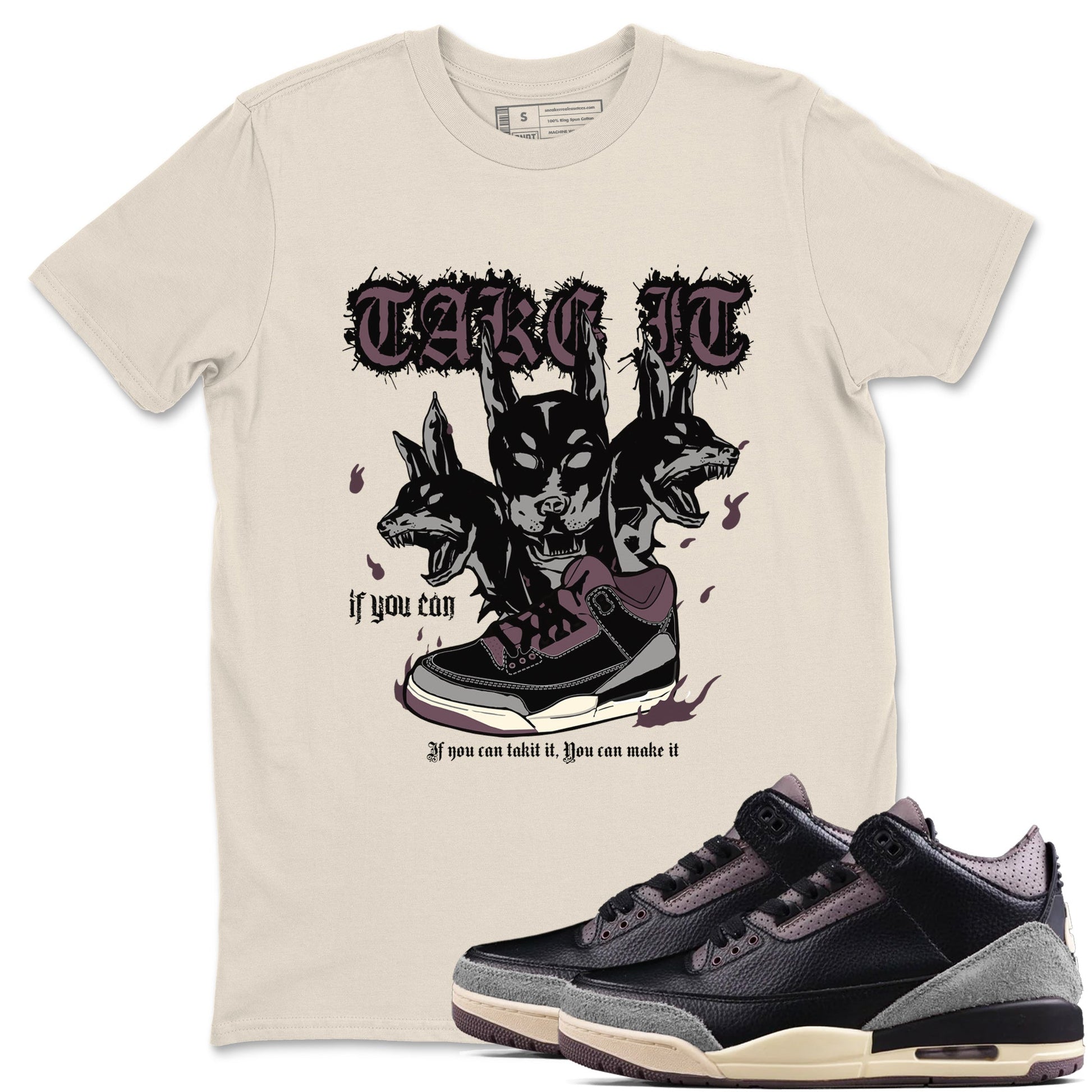 3s A Ma Maniere x Black shirts to match jordans Hell Hounds sneaker match tees Air Jordan 3 A Ma Maniere x Black SNRT Sneaker Tees streetwear brand Natural 1 unisex cotton tee