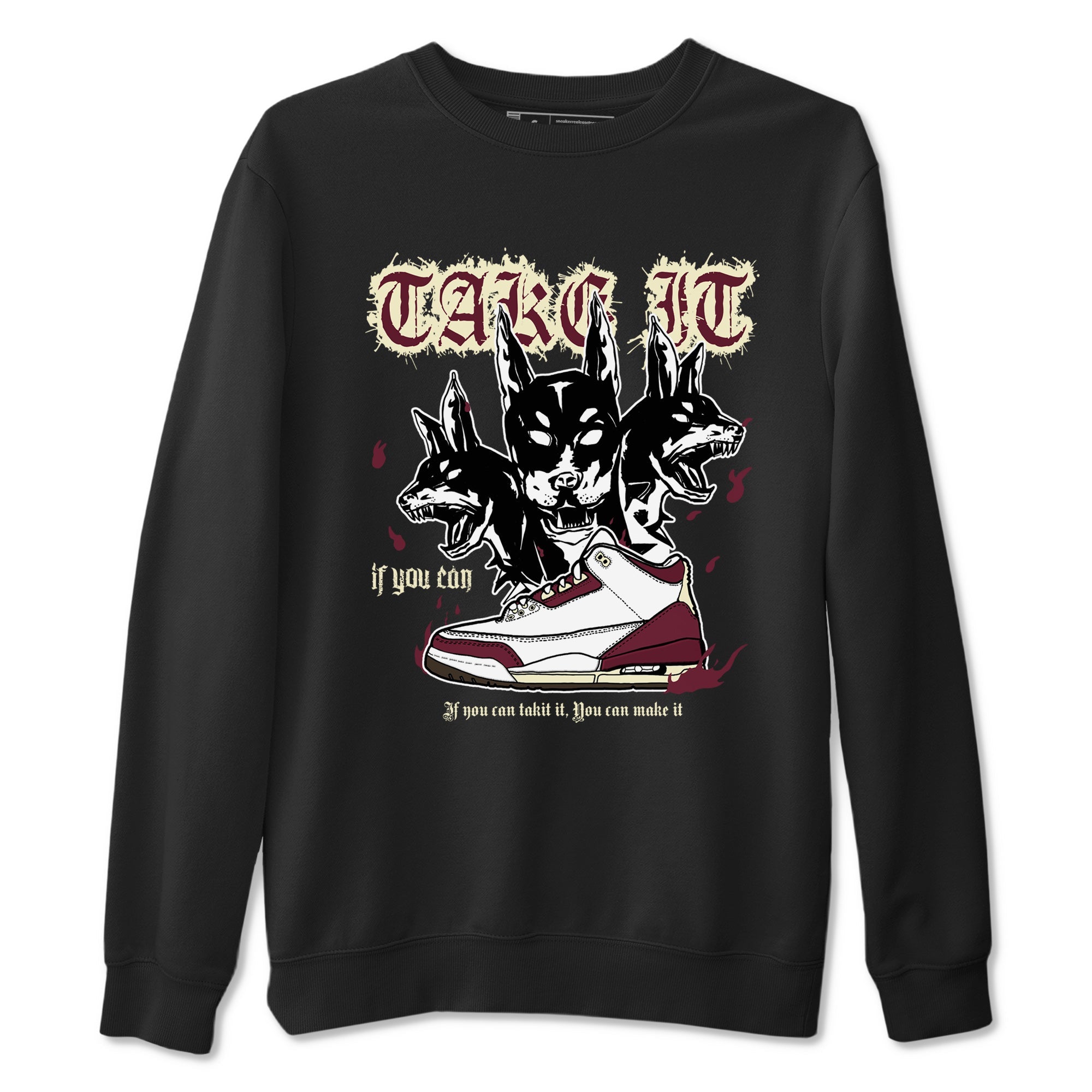 AJ3 A Ma Maniere x Burgundy Crush shirts to match jordans Hell Hounds sneaker match tees A Ma Maniére x Air Jordan 3 "Burgundy Crush" SNRT Sneaker Tees streetwear brand Black 2 unisex cotton tee