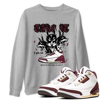 AJ3 A Ma Maniere x Burgundy Crush shirts to match jordans Hell Hounds sneaker match tees A Ma Maniére x Air Jordan 3 "Burgundy Crush" SNRT Sneaker Tees streetwear brand Heather Grey 1 unisex cotton tee