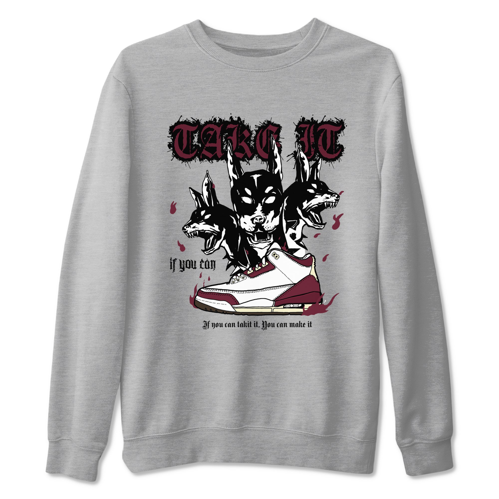 AJ3 A Ma Maniere x Burgundy Crush shirts to match jordans Hell Hounds sneaker match tees A Ma Maniére x Air Jordan 3 "Burgundy Crush" SNRT Sneaker Tees streetwear brand Heather Grey 2 unisex cotton tee
