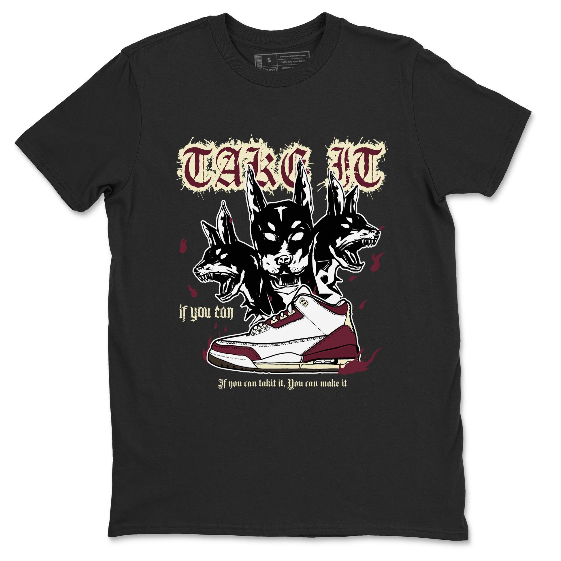 AJ3 A Ma Maniere x Burgundy Crush shirts to match jordans Hell Hounds sneaker match tees A Ma Maniére x Air Jordan 3 "Burgundy Crush" SNRT Sneaker Tees streetwear brand Black 2 unisex cotton tee